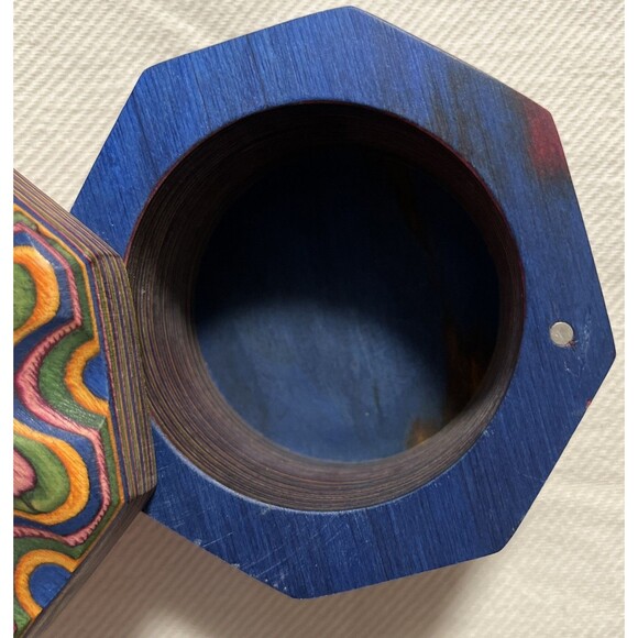 Island Bamboo Pakkawood Salt Cellar (Blue, Pink, Green, Gold) 3.5”x 2” - Picture 9 of 9